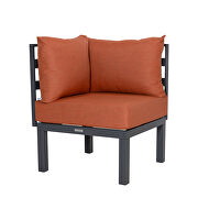 Orange finish cushions 7-piece patio sectional and coffee table set black aluminum by Leisure Mod additional picture 30