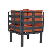 Orange finish cushions 7-piece patio sectional and coffee table set black aluminum by Leisure Mod additional picture 32