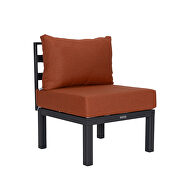 Orange finish cushions 7-piece patio sectional and coffee table set black aluminum by Leisure Mod additional picture 8