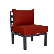 Red finish cushions 7-piece patio sectional and coffee table set black aluminum by Leisure Mod additional picture 8