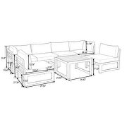 Beige finish cushions 7-piece patio sectional and coffee table set in weathered gray aluminum by Leisure Mod additional picture 10