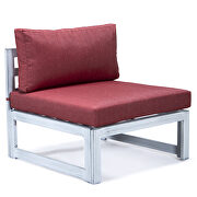 Red finish cushions 7-piece patio sectional and coffee table set in weathered gray aluminum additional photo 5 of 10