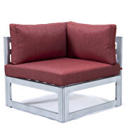 Red finish cushions 7-piece patio sectional and coffee table set in weathered gray aluminum by Leisure Mod additional picture 6