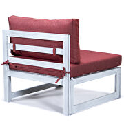 Red finish cushions 7-piece patio sectional and coffee table set in weathered gray aluminum by Leisure Mod additional picture 7