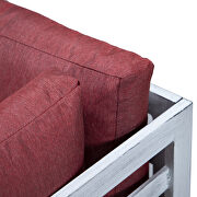 Red finish cushions 7-piece patio sectional and coffee table set in weathered gray aluminum by Leisure Mod additional picture 9