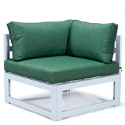 Green finish cushions 6-piece patio sectional in white aluminum by Leisure Mod additional picture 7