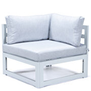 Light gray finish cushions 6-piece patio sectional in white aluminum by Leisure Mod additional picture 5