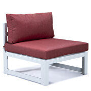 Red finish cushions 6-piece patio sectional in white aluminum additional photo 4 of 8