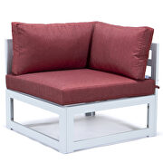 Red finish cushions 6-piece patio sectional in white aluminum additional photo 5 of 8