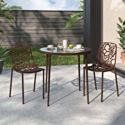 Brown painted finish aluminum frame dining chair/ set of 2 by Leisure Mod additional picture 2