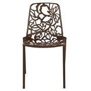 Brown painted finish aluminum frame dining chair/ set of 2 by Leisure Mod additional picture 3