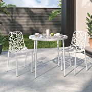 White painted finish aluminum frame dining chair/ set of 2 by Leisure Mod additional picture 2