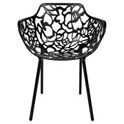 Black painted glossy finish aluminum frame dining chair/ set of 2 by Leisure Mod additional picture 3