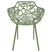 Khaki green painted glossy finish aluminum frame dining chair/ set of 2 by Leisure Mod additional picture 3