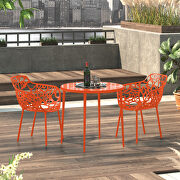Orange painted glossy finish aluminum frame dining chair/ set of 2 by Leisure Mod additional picture 2