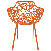 Orange painted glossy finish aluminum frame dining chair/ set of 2 by Leisure Mod additional picture 3