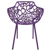 Purple painted glossy finish aluminum frame dining chair/ set of 2 by Leisure Mod additional picture 3