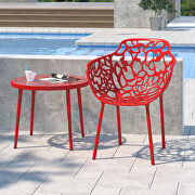High-quality tempered glass top/ red frame side table by Leisure Mod additional picture 2