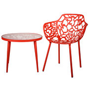 High-quality tempered glass top/ red frame side table by Leisure Mod additional picture 3