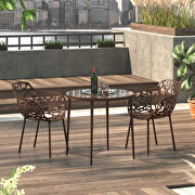 High-quality tempered glass top/ brown frame painted bistro table by Leisure Mod additional picture 2