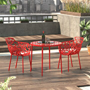 High-quality tempered glass top/ red frame painted bistro table by Leisure Mod additional picture 2