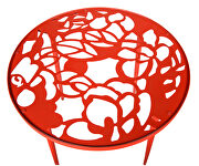 High-quality tempered glass top/ red frame painted bistro table by Leisure Mod additional picture 4
