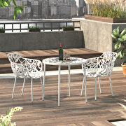 High-quality tempered glass top/ white frame painted bistro table by Leisure Mod additional picture 2
