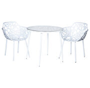 High-quality tempered glass top/ white frame painted bistro table by Leisure Mod additional picture 3