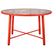 High-quality tempered glass top/ red frame painted dining table by Leisure Mod additional picture 3