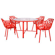 High-quality tempered glass top/ red frame painted dining table by Leisure Mod additional picture 4