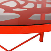 High-quality tempered glass top/ red frame painted dining table by Leisure Mod additional picture 7