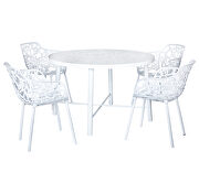 High-quality tempered glass top/ white frame painted dining table by Leisure Mod additional picture 3