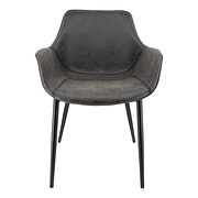 Charcoal black modern leather dining arm chair with metal legs set of 2 by Leisure Mod additional picture 3