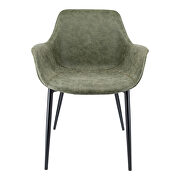 Olive green modern leather dining arm chair with metal legs set of 2 by Leisure Mod additional picture 3