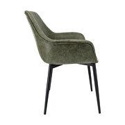 Olive green modern leather dining arm chair with metal legs set of 2 by Leisure Mod additional picture 4