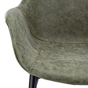Olive green modern leather dining arm chair with metal legs set of 2 by Leisure Mod additional picture 6
