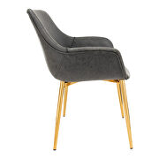 Charcoal black modern leather dining arm chair with gold metal legs set of 2 by Leisure Mod additional picture 3