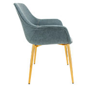 Peacock blue modern leather dining arm chair with gold metal legs set of 2 by Leisure Mod additional picture 3