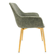 Olive green modern leather dining arm chair with gold metal legs set of 2 by Leisure Mod additional picture 3