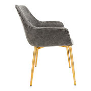 Gray modern leather dining arm chair with gold metal legs set of 2 by Leisure Mod additional picture 3