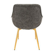 Gray modern leather dining arm chair with gold metal legs set of 2 by Leisure Mod additional picture 4