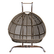 Blue finish wicker hanging double egg swing chair by Leisure Mod additional picture 3