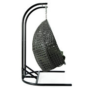 Dark green finish wicker hanging double egg swing chair by Leisure Mod additional picture 3