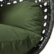 Dark green finish wicker hanging double egg swing chair by Leisure Mod additional picture 4
