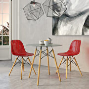 Transparent red plastic and wood base dining chair/ set of 2 by Leisure Mod additional picture 2