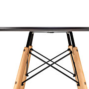 Black round bistro wood top dining table w/ natural wood eiffel base by Leisure Mod additional picture 3