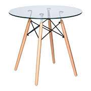 Round tempered glass top transitional dining table by Leisure Mod additional picture 2