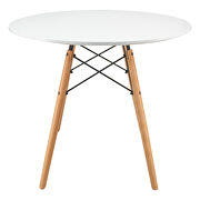 White round bistro wood top dining table w/ natural wood eiffel base additional photo 2 of 3