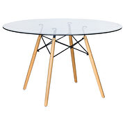 Clear glass round table top transitional dining table by Leisure Mod additional picture 2