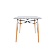 White rectangular top and chrome steel eiffel base dining table additional photo 2 of 7